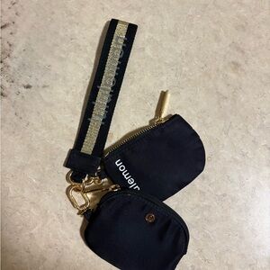 Lululemon Black Pouch Set with Gold Details